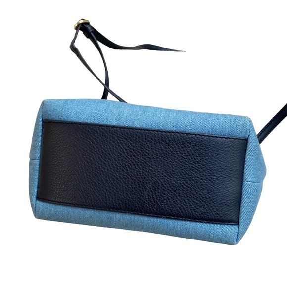 (1340) Talbots Leather & Denim Crossbody Bag 10” x9” x4.5” - Picture 4 of 8